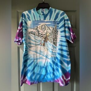 Vintage 1991 Grateful Dead Steamboat Skiing Tie-dye T-shirt.